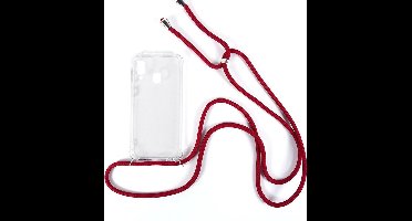 Shop4 - Samsung Galaxy A70 Hoesje - Zachte Back Case met Koord Donker Rood