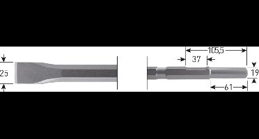 6-kant Plattebeitel 25x380mm 6-kant ø21,0 / ø19x66 - 2154011