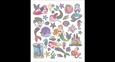 Stickers, zeemeerminnen, vel 15x16,5 cm, ca. 32 stuk, 1 vel