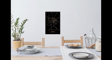 Muurstickers - Sticker Folie - Kaart - Leipzig - Goud - Zwart - 20x30 cm - Plakfolie - Muurstickers Kinderkamer - Zelfklevend Behang - Zelfklevend behangpapier - Stickerfolie