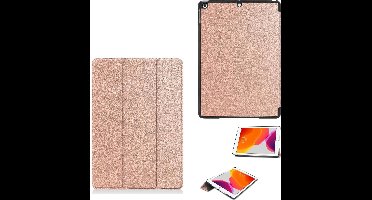 Hoes geschikt voor iPad 2021 / 2020 / 2019 (9e/8e/7e Generatie / 10.2 inch) Trifold Bookcase Goud – Hoes geschikt voor iPad 2020 hoes 10.2 hard case - Ntech