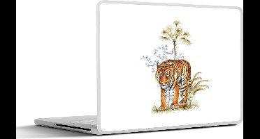 Laptop sticker - 11.6 inch - Tijger - Plant - Wit - 30x21cm - Laptopstickers - Laptop skin - Cover