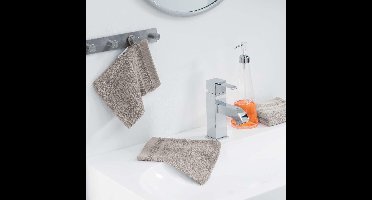 Washand 15x21cm set 2 stuks kleur taupe 100%katoen