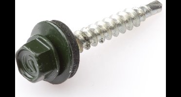 Dak & Gevel - Profielplaatschroef - 4,9 x 35mm - Verzinkt - Voldraad - Groen (50 stuks)