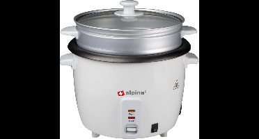 Alpina Rijstkoker - 1,8 Liter - 700 Watt - Stomer voor Groente - Warmhoudfunctie - Wit