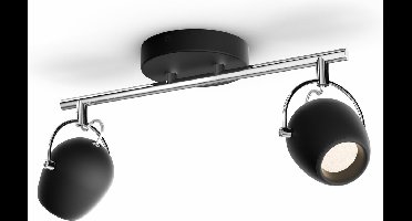 Philips Rivano Opbouwspot - Geïntegreerd LED - Zwart - 2 x 4,2W - 430 Lumen