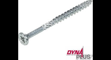 Dynaplus - Unischroef - POZI platkop - Pozidrive2 - 4 x 60 mm - Verzinkt - Deeldraad (200 stuks)
