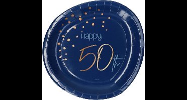 Folat - Borden Elegant True Blue 50 Jaar 23 cm - 8 stuks