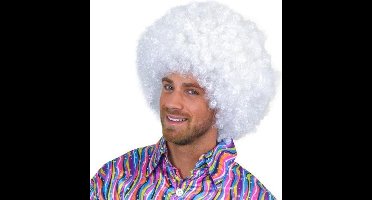 Super afro pruik wit