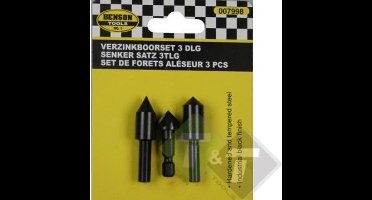 Verzinkboorset, afbraamboren, 3 dlg, Boor set, Borenset