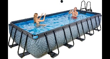 EXIT Stone Frame Zwembad 540x250x100cm - Opzetzwembad - met Filterpomp - Rechthoekig - Grijs