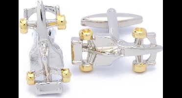 Manchetknopen - Formule 1 Zilver met Gouden Wielen