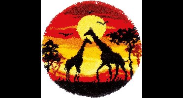 Vervaco - Knoopvormtapijt kit - Giraf sunset - PN-0179172 - Borduren - Borduurpakket - Borduurpakket volwassenen - Borduurpakket kind