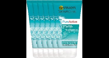 Garnier PureActive Reinigingsgel Anti-Eters voor een Gemengde Huid - Tegen mee-eters & verstopte poriën - 6 x 150 ml - Voordeelverpakking