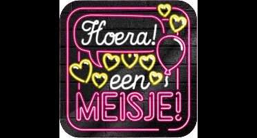 deurbord - geboorte meisje - neon kleuren - 50x50cm