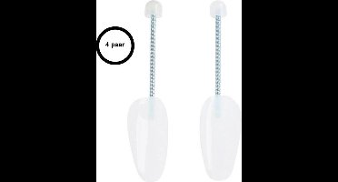 Storage Solutions schoenspanners - 8x stuks - wit - metalen veer - kunststof - maat 37 tot 48