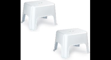 Plasticforte Keukenkrukje/opstapje - 2x stuks - 40 x 30 x 28 cm - wit - Keuken/badkamer verhoger - max 150 kilo
