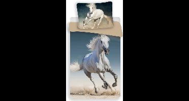 Sweet Home Dekbedovertrek wit paard - 140 x 200 cm -