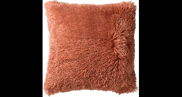 Dutch Decor FLUFFY - Kussenhoes 45x45 cm - superzacht - effen kleur - Muted Clay - roze - met rits - zonder binnenkussen