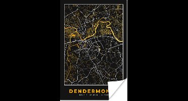 Poster Dendermonde - Goud - Kaart - Stadskaart - Plattegrond - 20x30 cm