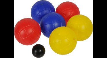 Jeu de boules set 6 gekleurde ballen/1 but in draagtas - Kaatsbal - Petanque - Cochonnette - Boulen - Sportief/actief buitenspeelgoed