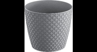 Orient stijl plantenpot/bloempot kunststof dia 19 cm en hoogte 17 cm in het steengrijs voor binnen/buiten