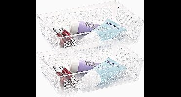 Pakket van 5x stuks transparante opbergbakjes van 24 x 16 cm - Organizers/opbergbakken - Badkamer spullen opruimen