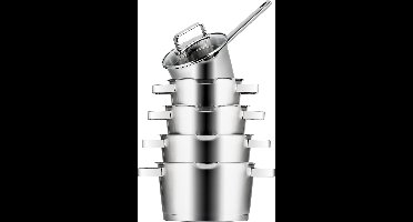 Sola Diamond Pannenset Diamond - 5-delig - Premium RVS Pannen - Geschikt voor Elke Warmtebron - PFAS Vrij - Zilver