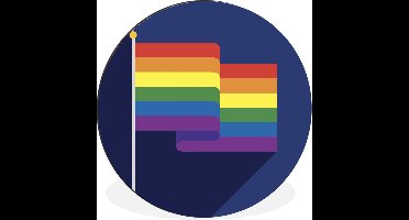 WallCircle - Wandcirkel - Muurcirkel - Een illustratie van een vlag in de kleuren van de regenboog - Aluminium - Dibond - ⌀ 90 cm - Binnen en Buiten