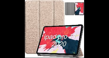 Hoes geschikt voor iPad Pro / Pro 2021 / 2020 Goud - 11 Inch - Hoes geschikt voor iPad pro 2020 Hoes - Hoes geschikt voor iPad pro 2021 smart cover Trifold