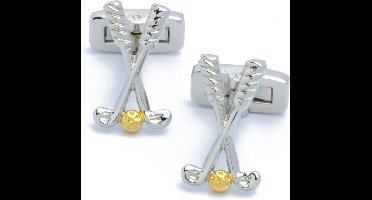 Manchetknopen - Golf Clubs Gekruist met Goudkleurige Bal