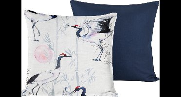 De Witte Lietaer Sierkussensloop Set Mont Blanc Majolica Blue - 40 x 40 cm - Satijn Katoen