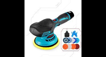 Polijstmachine Auto - Mini - Polijstmachine - Accu - Poetsmachine - 6000RPM Draadloos - 12V Elektrische - 6 Snelheden - Waxen - Compact - Krachtig -2 Batterijsets