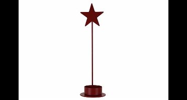 Theelichthouder Star Filled Donkerrood 6 X6xh21,3cm Langwerpig Metaal
