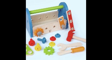 Hape Fix-It Gereedschapskoffer - Houten speelgoed gereedschap voor kinderen vanaf 3 jaar, 17-delig