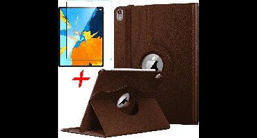Hoes + Screenprotector geschikt voor iPad Pro 2018 11 inch - 360 Graden Draaibaar Book Case Cover Kunstleer - Hoesje van iCall - Zwart