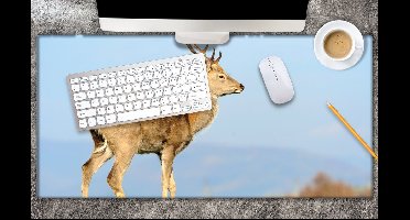 Bureau onderlegger - Bruin Hert in de Herfst - 80x40 cm - 2 mm Dik - Bureau mat Vinyl