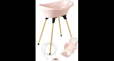 ThermoBaby Roze - 5-in-1 badset - badkuip + badzitje + antislip voet + waterafvoer + thermometer – gemaakt in Frankrijk
