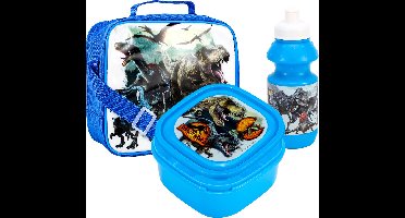 JURASSIC WORLD Dinosaurus Lunch Set Broodtrommel Drinkbeker Schoudertas Lunchtas