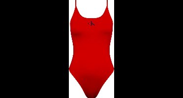 Calvin Klein dames badpak scoop back ck monogram rood