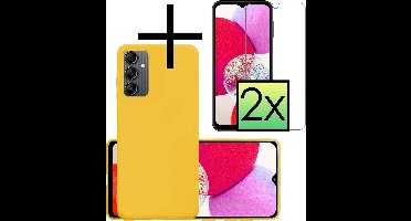Hoesje - Met 2x Screenprotector - Geschikt voor Samsung Galaxy A14 - Sterk & Shockproof - Back Cover - Siliconen Case - Telefoon Hoes - Geel