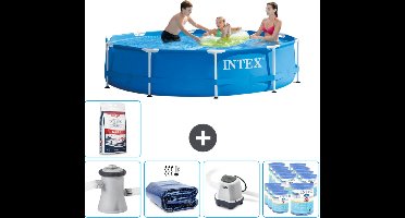 Intex Rond Frame Zwembad - 305 x 76 cm - Blauw - Inclusief Pomp Solarzeil - Zoutwatersysteem - Filters - Zwembadzout