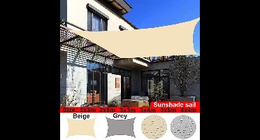 X-Qlusive Zonnezeil, vierkant, 3 x 3 m, Grijs, luifel, zonnescherm, schaduwdoek, waterdicht, uv-bescherming, voor tuin, terras, buiten, terras, zwembad, met touw