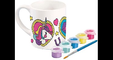 Totum Unicorn inkleur mok beker beschilderen speelgoed meisjes - knutselset keramiek incl verfstrip en penseel - knutselen cadeau tip
