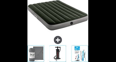 Intex Luchtbed - Twijfelaar - 137 x 191 x 25 cm - Groen - Inclusief Hoeslaken - Pomp en Reparatieset