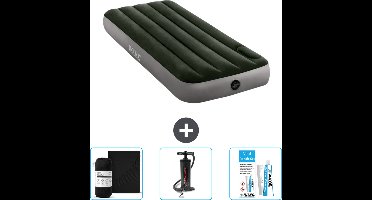 Intex Luchtbed - 1-Persoons - 76 x 191 x 25 cm - Groen - Hoeslaken - Pomp en Reparatieset