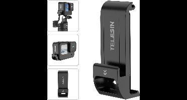Telesin GoPro batterijklep met oplaadaansluiting - Waterdicht - Beschermend - Opladen tijdens gebruik — Voor GoPro 9, 10, 11, 12 en 13 Zwart