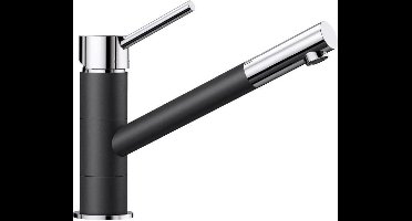 Mengkraan, keukenkraan, rechte 360ø draaibare uitloop, BLANCO KANO, chroom en antraciet, keramische patroonkraan