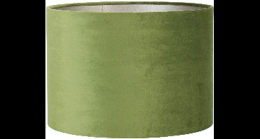 Light & Living Cilinder Lampenkap Velours - Olive Green - Ø40x30cm - voor Tafellampen, Staande lamp, Hanglampen