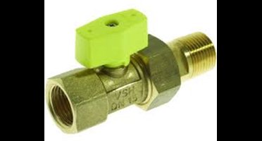 VSH gaskogelkraan messing recht m. knop 1/2" bi.dr.xkoppeling conische bu.dr.